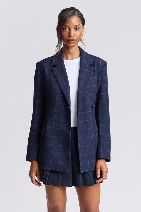 Windowpane Hourglass Tailored Blazer
