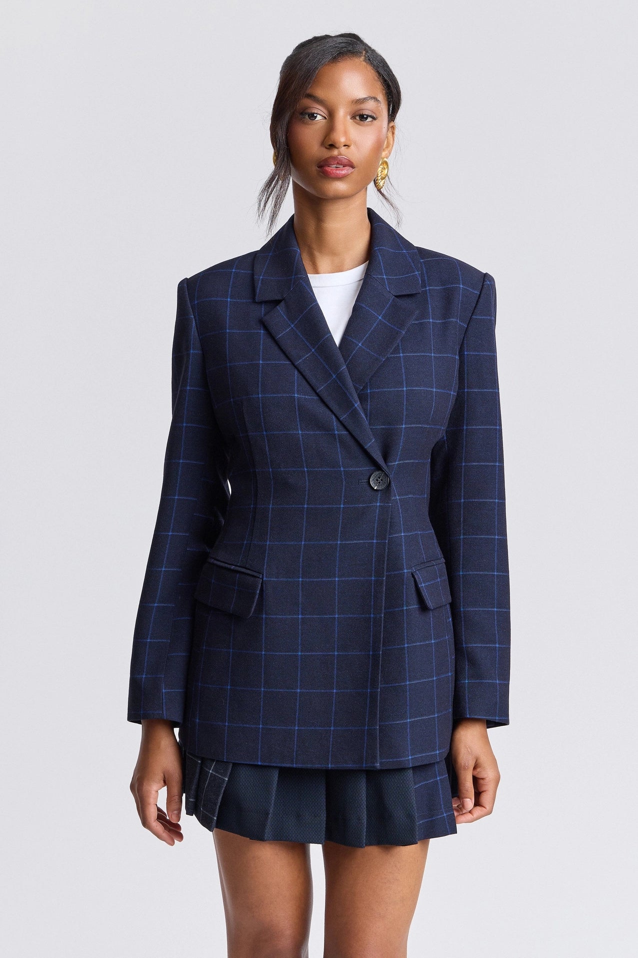 Windowpane Hourglass Tailored Blazer