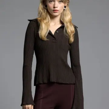 Wing Collared Long Sleeve Top - Marisa Top