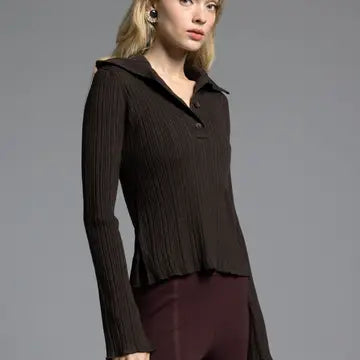 Wing Collared Long Sleeve Top - Marisa Top