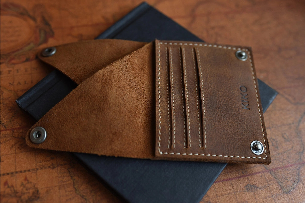 Wing Fold Card Case-Business Card Cases-Kiko Leather-4" x 3.5"-brown-Urbanheer