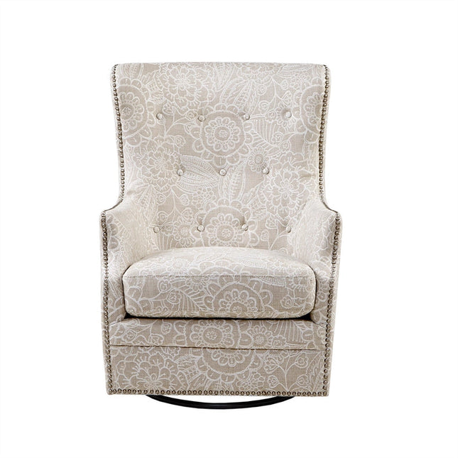 Wingback Swival Glider Chair, Floral Print *
