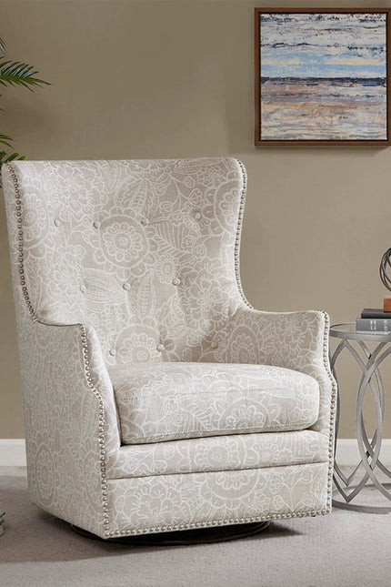 Wingback Swival Glider Chair, Floral Print *