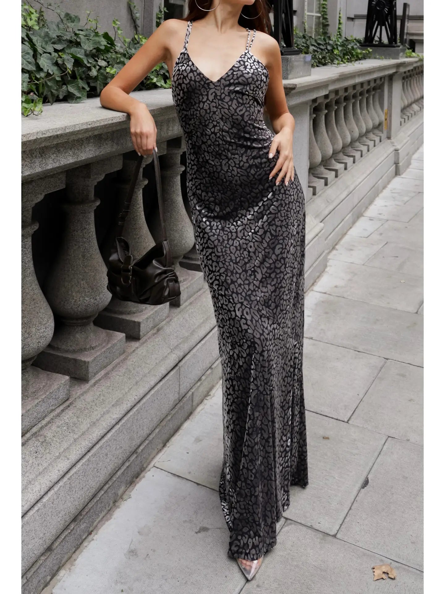 Winnie Leopard Velvet Burnout Maxi Dress