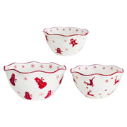 Winterfest 3 Piece Nesting Bowl Set - Snow Flake-Bowl-Euro Ceramica | ClayBarnHome-10.2 x 6.5 x 10.2 in (26 x 16.5 x 26 cm)-Urbanheer