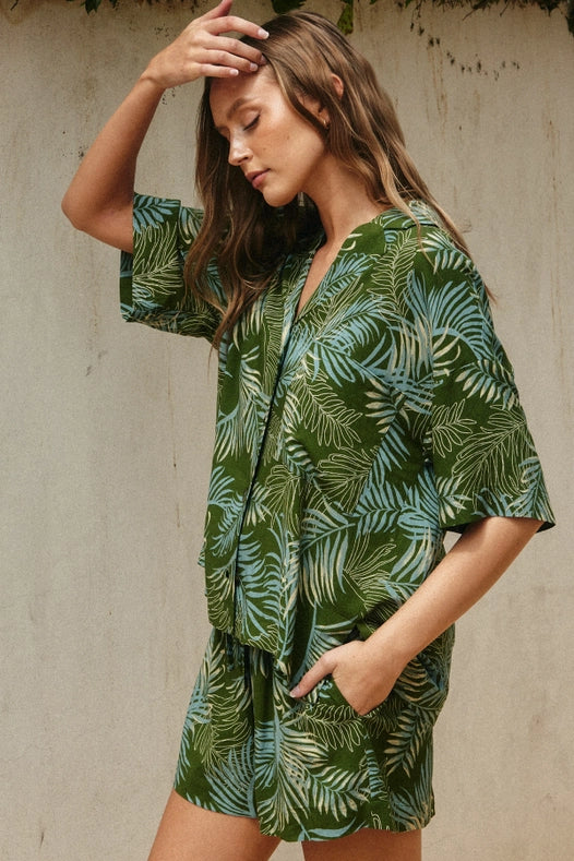 Wishful Thinking Relaxed Shirt and Shorts Set-Set-Dress Forum-S-CALLISTE GREEN-Urbanheer