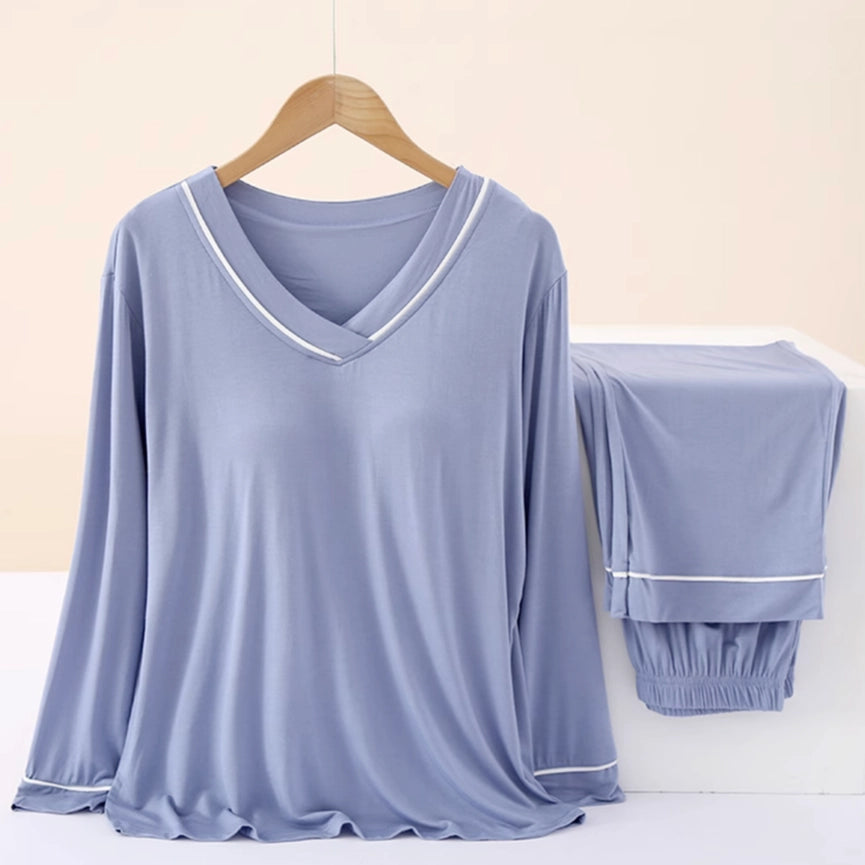 Women Built-in Bra Pajamas Set Women Shelf Bra Loungewear-Set-DrifWoo-S-Blue-Urbanheer