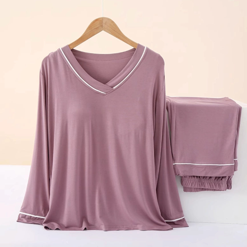 Women Built-in Bra Pajamas Set Women Shelf Bra Loungewear-Set-DrifWoo-S-Purple-Urbanheer