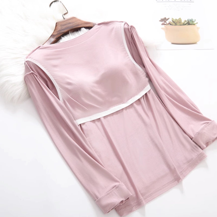 Women Built-in Bra Pajamas Set Women Shelf Bra Loungewear-Set-DrifWoo-S-Blush-Urbanheer