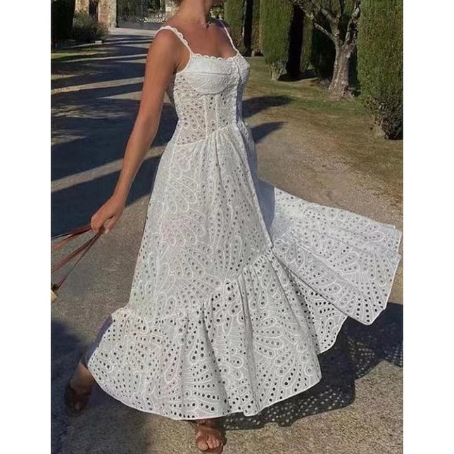 Women Elegant Lace Dress - Beach & Resort Ready White-Dress-Productseeker-Urbanheer