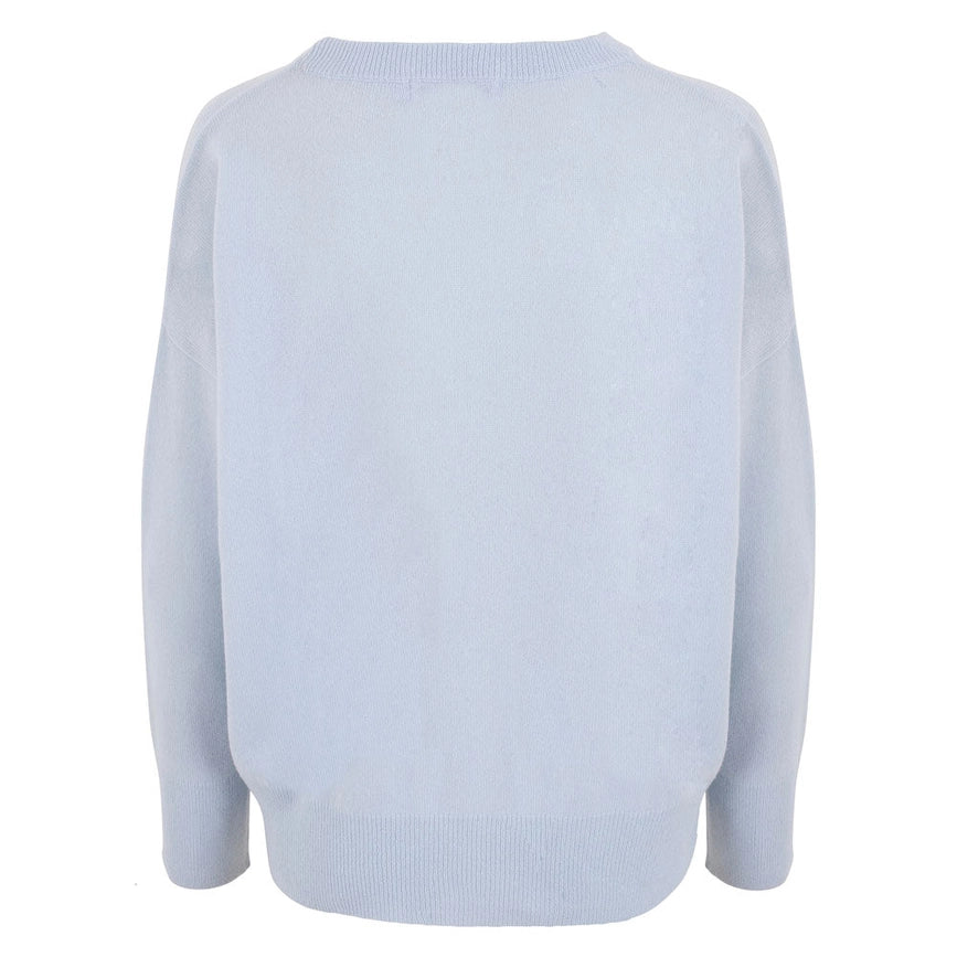 Womens 100% Cashmere Crew Neck Jumper-Jumper-Paul James Knitwear-S-Pale Blue-Urbanheer