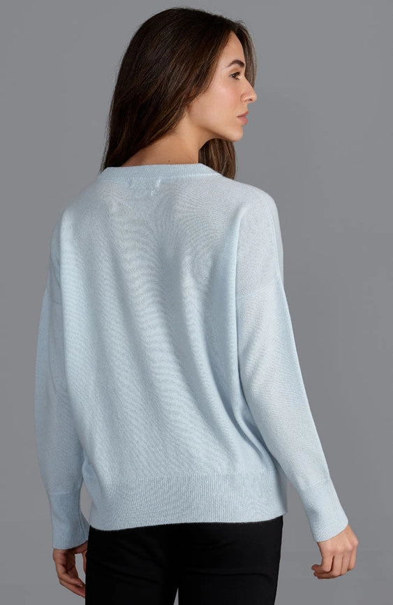 Womens 100% Cashmere Crew Neck Jumper-Jumper-Paul James Knitwear-S-Pale Blue-Urbanheer