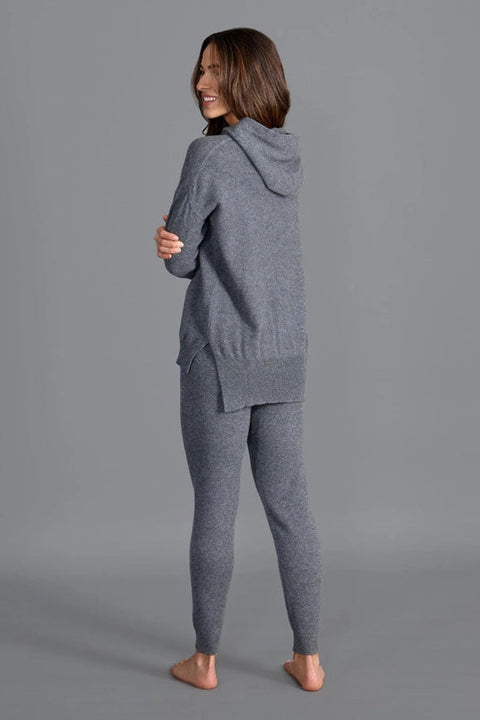 Womens 100% Cashmere Hooded Jumper Grey-Sweater-Paul James Knitwear-S-Urbanheer