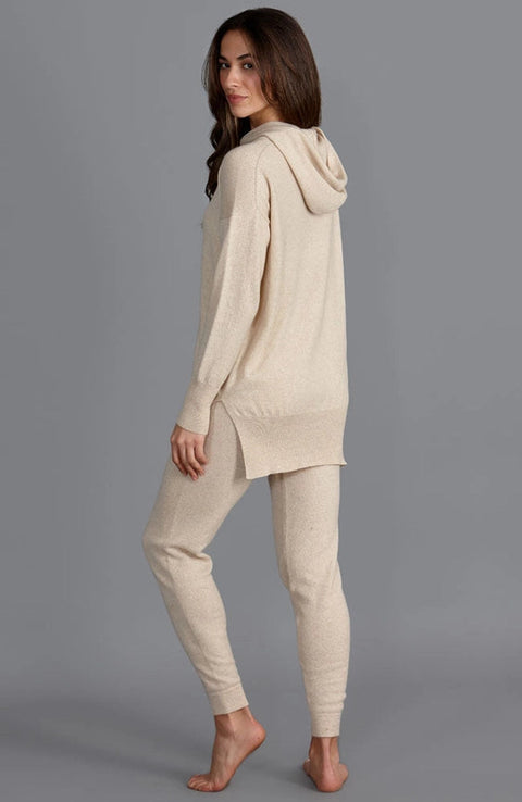 Womens 100% Cashmere Hooded Jumper Sandshell-Sweater-Paul James Knitwear-S-Urbanheer
