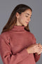 Womens 100% Chunky Merino Wool Submariner Roll Neck Jumper Dusky Pink-Jumper-Paul James Knitwear-M-Urbanheer
