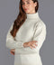 Womens 100% Chunky Merino Wool Submariner Roll Neck Jumper Ecru-Jumper-Paul James Knitwear-XXL-Urbanheer