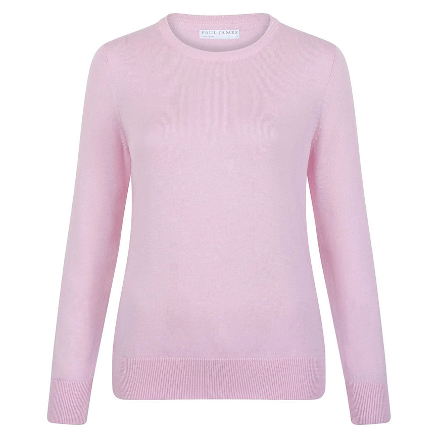 Womens 100% Cotton Crew Neck Jumper-Jumper-Paul James Knitwear-XS-Navy-Urbanheer