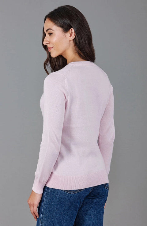 Womens 100% Cotton Crew Neck Jumper-Jumper-Paul James Knitwear-XS-Navy-Urbanheer