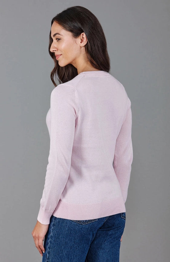 Womens 100% Cotton Crew Neck Jumper-Jumper-Paul James Knitwear-XS-Navy-Urbanheer