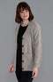 Womens 100% Lambswool V Neck Ribbed Cardigan with Pockets Cobble Beige-Cardigan-Paul James Knitwear-S-Urbanheer