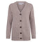 Womens 100% Lambswool V Neck Ribbed Cardigan with Pockets Cobble Beige-Cardigan-Paul James Knitwear-S-Urbanheer