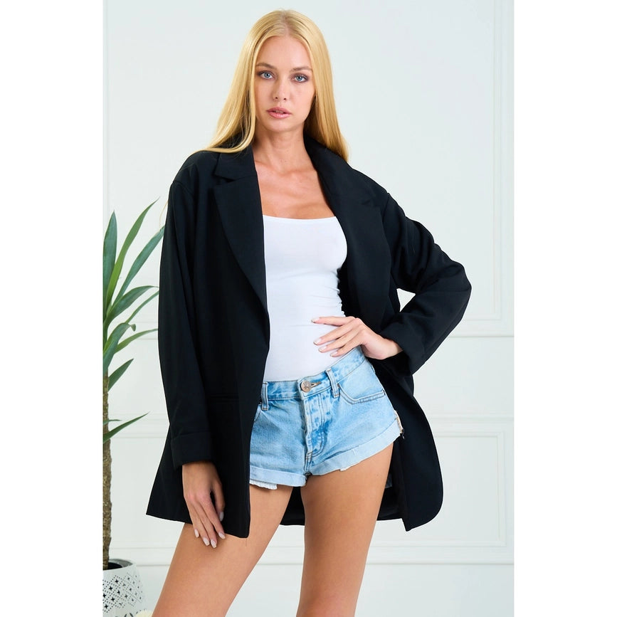Womens Casual Blazers Open Front Long Sleeve Work Office Jacket BLACK-Blazers-AZURA-S-BLACK-Urbanheer