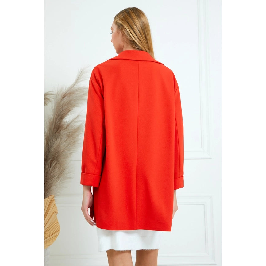 Womens Casual Blazers Open Front Long Sleeve Work Office Jacket RED-Blazers-AZURA-S-RED-Urbanheer