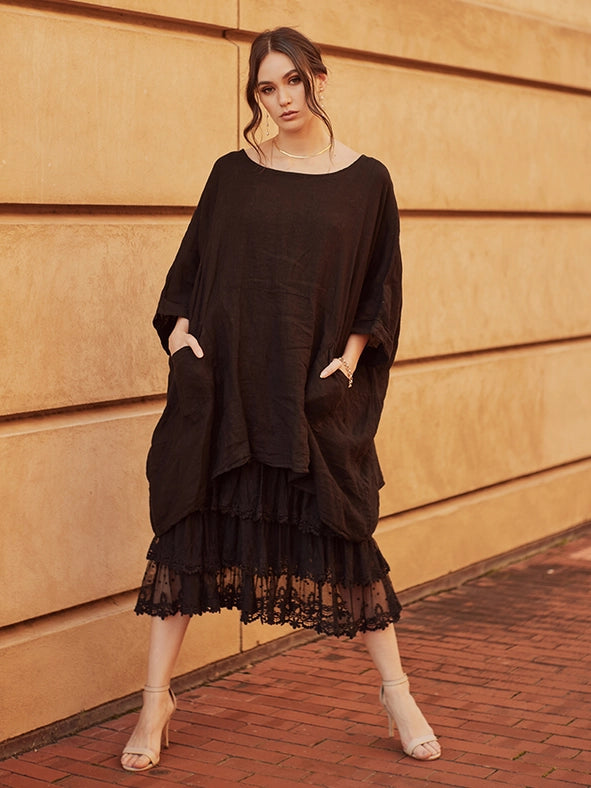 Women's - Chloe Linen Top-Top-Dress Forum-OS-BLACK-Urbanheer