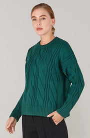 Womens Chunky Merino Wool Cable Jumper Ivy Green-Jumper-Paul James Knitwear-S-Urbanheer