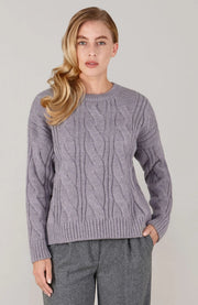 Womens Chunky Merino Wool Cable Jumper Lilac-Jumper-Paul James Knitwear-S-Urbanheer