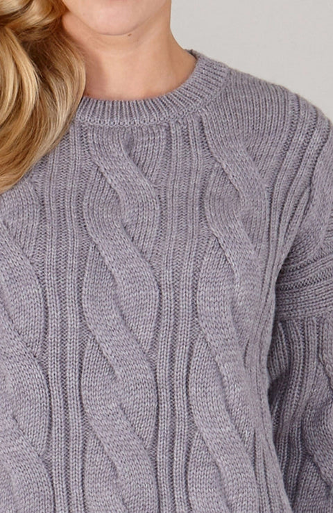 Womens Chunky Merino Wool Cable Jumper Lilac-Jumper-Paul James Knitwear-S-Urbanheer