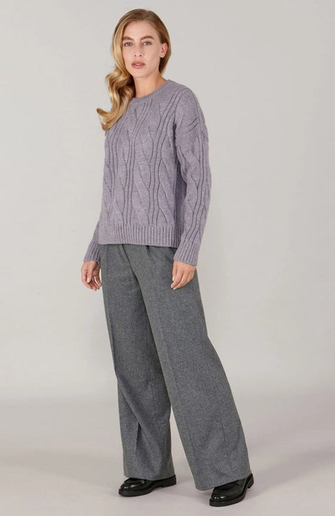 Womens Chunky Merino Wool Cable Jumper Lilac-Jumper-Paul James Knitwear-S-Urbanheer