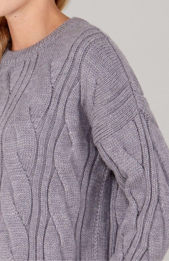 Womens Chunky Merino Wool Cable Jumper Lilac-Jumper-Paul James Knitwear-S-Urbanheer