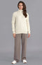 Womens Chunky Merino Wool Roll Neck Cable Jumper-Jumper-Paul James Knitwear-XS-Ecru-Urbanheer