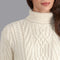 Womens Chunky Merino Wool Roll Neck Cable Jumper-Jumper-Paul James Knitwear-XS-Ecru-Urbanheer