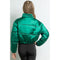 Women's Clothing Long Sleeve Satin Cropped Bomber Jacket Green-Jacket-KIWI-S-Green-Urbanheer