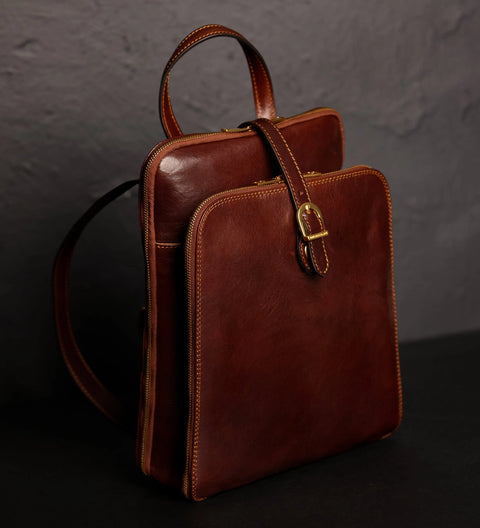 Women's Convertible Leather Backpack Shoulder Bag - Clarissa