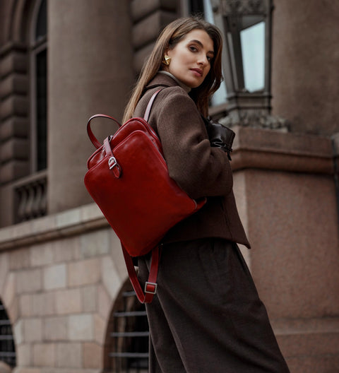 Women's Convertible Leather Backpack Shoulder Bag - Clarissa
