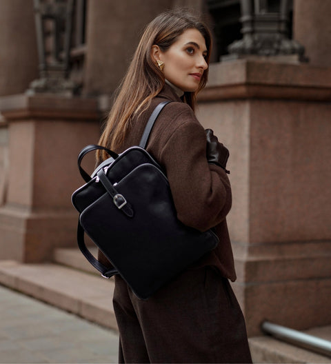 Women's Convertible Leather Backpack Shoulder Bag - Clarissa
