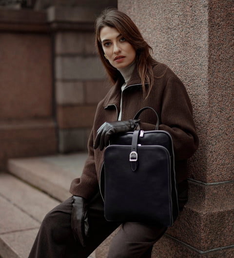 Women's Convertible Leather Backpack Shoulder Bag - Clarissa