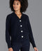 Womens Cotton Oversized V Neck Ribbed Cardigan Navy-Cardigan-Paul James Knitwear-S-Urbanheer