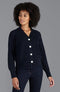 Womens Cotton Oversized V Neck Ribbed Cardigan Navy-Cardigan-Paul James Knitwear-S-Urbanheer