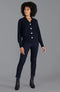 Womens Cotton Oversized V Neck Ribbed Cardigan Navy-Cardigan-Paul James Knitwear-S-Urbanheer