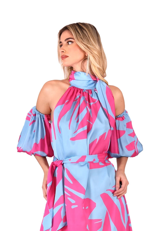 Women's Dress with Sleeves Azzurro Fant-Dress-Kuea Italian Style-42-Azzurro Fant-Urbanheer