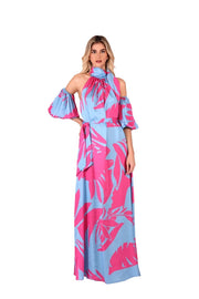 Women's Dress with Sleeves Azzurro Fant-Dress-Kuea Italian Style-42-Azzurro Fant-Urbanheer