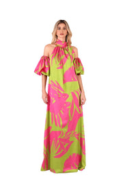 Women's Dress with Sleeves Lime Green-Dress-Kuea Italian Style-42-Lime Green-Urbanheer