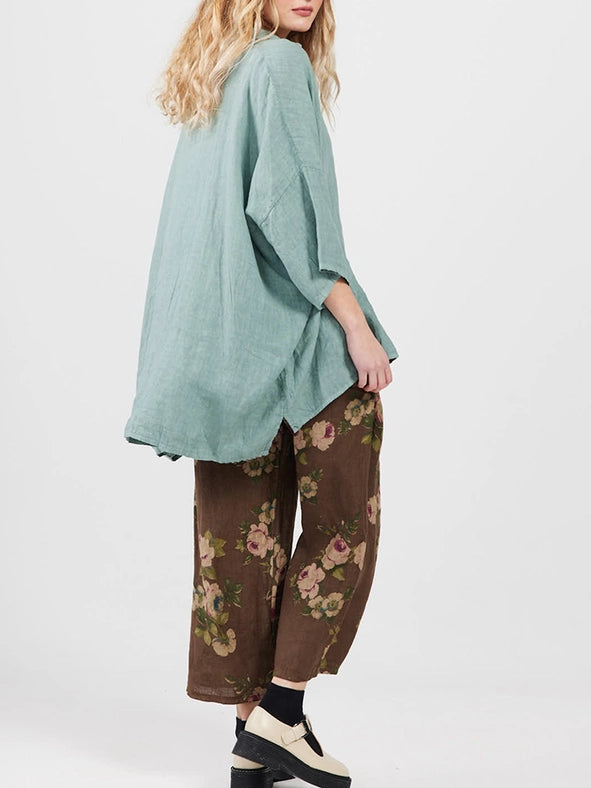 Women's - Eva Linen Floral Pants-Pants-Dress Forum-M/L-Chocolate-Urbanheer