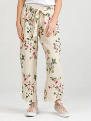 Women's - Eva Linen Floral Pants-Pants-Dress Forum-S/M-Cream-Urbanheer