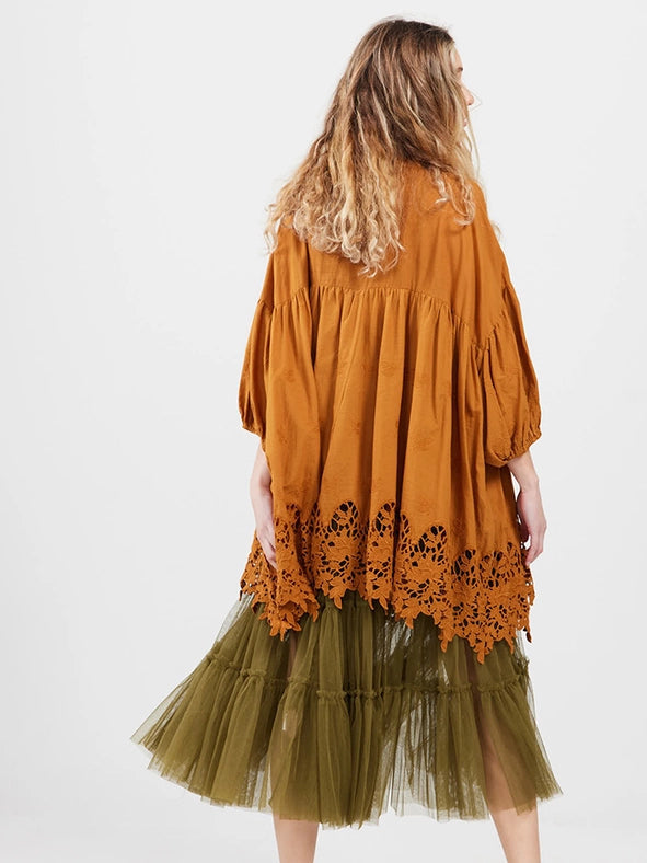 Women's - French Smock Rust-Shirt-Dress Forum-OS-Rust-Urbanheer