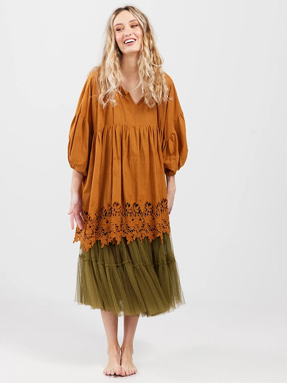 Women's - French Smock Rust-Shirt-Dress Forum-OS-Rust-Urbanheer